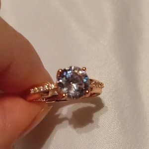 Rose gold faux diamond wedding ring